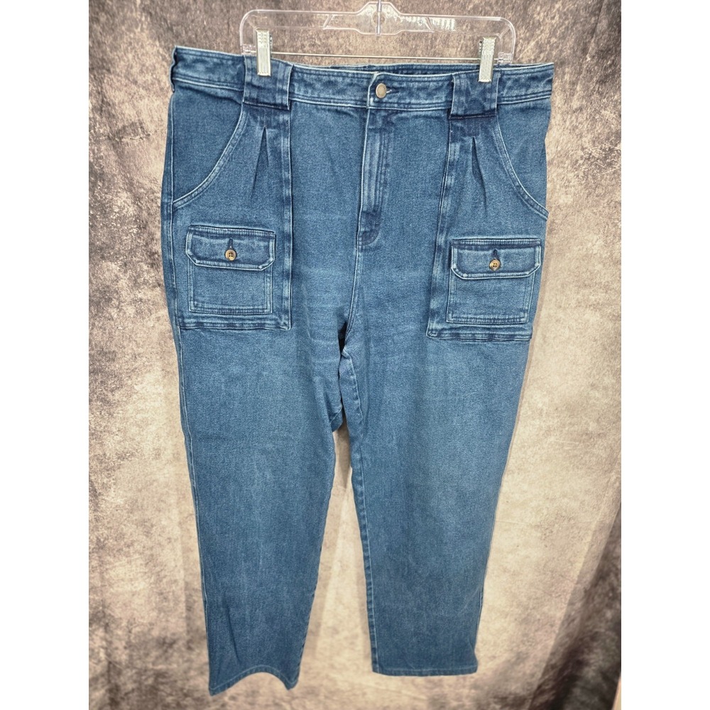 Cabelas Jeans Womens 20 R‎ Blue 7 Pocket Hiker Cargo Pocket Heavyweight Hiking